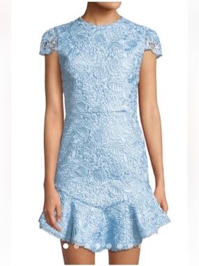 Alice + Olivia Dress - Lace Fit & Flare Mini in Light Blue